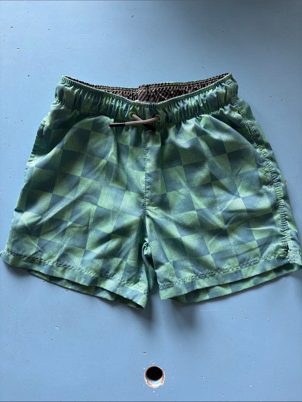 art class Green Checkered Boys Swim Trunks